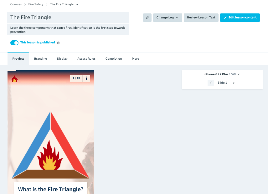 How to check the size of my lesson